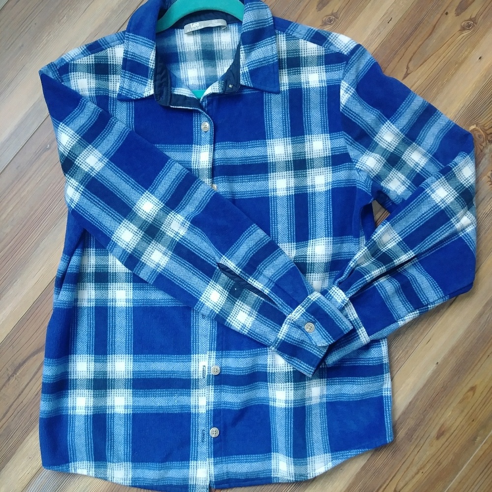 Womens s/m Lee Ranger flannel blue with white stri